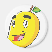 Happy Yellow Mango Fruit Refrigerator Magnet