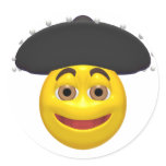 Happy yellow smiley wearing a mexican hat stickers