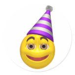 Happy yellow smiley with party hat stickers