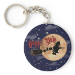 Happy Yule Witch Xmas Keychain