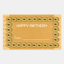 HAPPYBIIRTHDAY Dragon's Eyes on Golde Yellow Base Rectangle Stickers