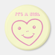happyheartpinkoutline, It's a Girl - Customized Magnets
