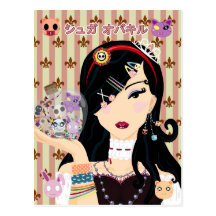 Harajuku Girl Mayumi with Sugar Overkill Friends Postcard