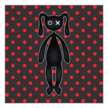Harajuku Polka Dot Bunny in Red and Black Photo Print