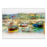 HARBOUR AS A PAINTING GREETING CARDS