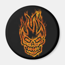 Hard Core Flaming Skull Magnet