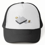 Hard disk protection broken on a white background hat