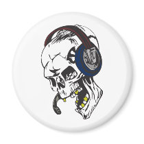 hardcore dee jay skull refrigerator magnet