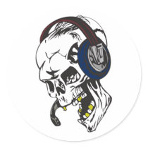 hardcore dee jay skull sticker
