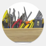 HardHatLongWoodenToolbox091711 Adhésif Rond