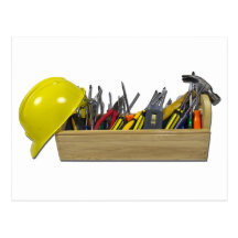 HardHatLongWoodenToolbox091711 Postcards