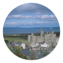Harlech Castle and village, Gwynedd, northern Wale Round Sticker