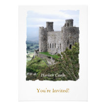 HARLECH CASTLE WALES UK PERSONALIZED ANNOUNCEMENTS