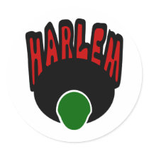 Harlem Graffiti With Face & Big Afro, 3 Colours Round Stickers