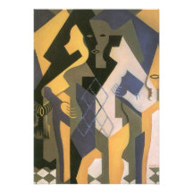 Harlequin at a Table by Juan Gris, Vintage Cubism Personalized Invites