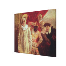 Harlequin, Pierrot and Scapin, Actors from the Com Gallery Wrap Canvas