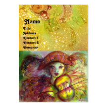 HARLEQUIN ,red yellow green sparkles Business Card