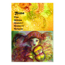 HARLEQUIN ,red yellow green sparkles Business Card Template
