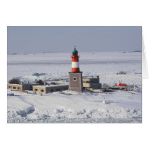 Harmaja Lighthouse In Ice Helsinki Finland Card