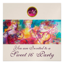 HARMONY TRIO SPRING CONCERT,Sweet 16 Birthday Personalized Invites