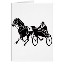 harness cart horse racing sulkies greeting cards