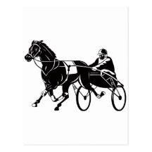 harness cart horse racing sulkies post cards