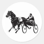 harness cart horse racing sulkies round sticker