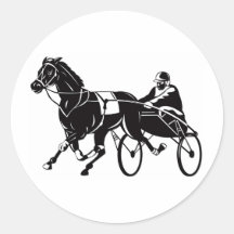 harness cart horse racing sulkies round sticker