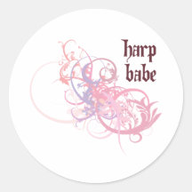 Harp Babe Round Stickers