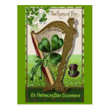 Harp of Erin Vintage St. Patrick's Day Post Card