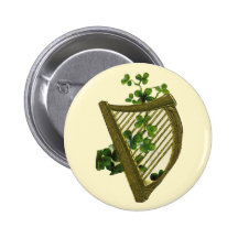 Harpe et trèfle - bouton pin's