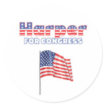 Harper for Congress Patriotic American Flag Round Stickers