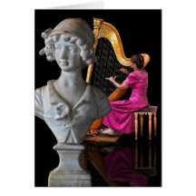 HARPISTE ET STATUE CARTE