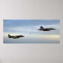 Harrier d'AV-8B et frelon FA-18 Affiche