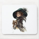 Harrison Fisher Girl  in a Teal Hat Mouse Mat