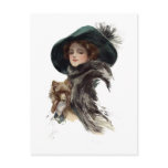 Harrison Fisher Girl  in a Teal Hat Postcard