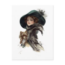 Harrison Fisher Girl  in a Teal Hat Postcard