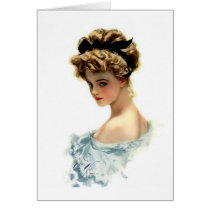 Harrison Fisher Girl  in Blue Greeting Card