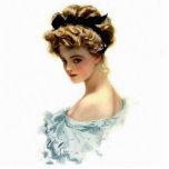 Harrison Fisher Girl  in Blue Pin Photo Sculpture