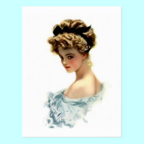 Harrison Fisher Girl  in Blue postcards