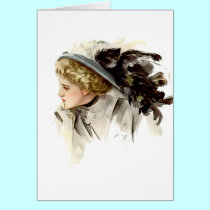 Harrison Fisher Girl  with a Feathered Hat cards