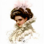 Harrison Fisher Girl  with a Pink Bow Pin Acrylic Cut Outs