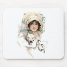 Harrison Fisher Girl  with Dog Mouse Pads