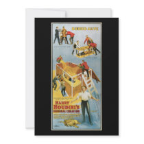 Harry Houdini, Buried Alive Vintage Poster, 1914 Personalized Invites