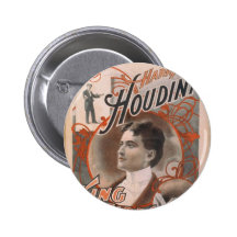 Harry Houdini, 'King of Cards' Vintage Theatre Pinback Button