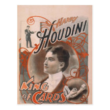 Harry Houdini, 'King of Cards' Vintage Theatre Post Card