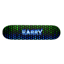 Harry skateboard blue fire and flames design