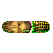 Harry skull green fire Skatersollie skateboard.