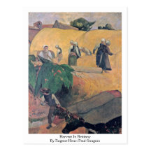 Harvest In Brittany By Eugene Henri Paul Gauguin Postcard