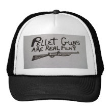 Hat with pellet gun design on it.